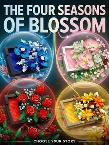 POKOJA LAND 1pc Aesthetic Eternal Floral Building Blocks – Chic Modular Flower Figurine – Dreamy Desktop Accent For Minimalist Home Decor – Sentimental Valentine's Day & Festive Gift For Special Moments - Multicolor - View 2