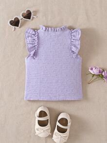 SHEIN Blusa sin mangas con volantes para niñas bebé - Púrpura malva - Ver 5