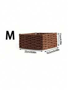 1/3PCS Retro Woven Multipurpose Storage Basket Entryway Desk Organizer Box For Snacks Cosmetics Home Use Home Decor Organization Storage Solution Gift - Coffee Brown - View 6