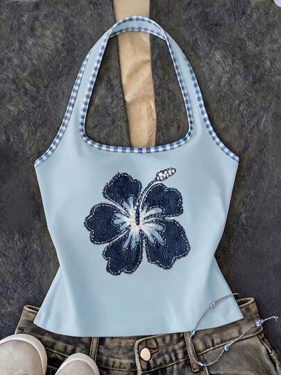 Áo tank top dài màu trắng kiểu yếm, ôm dáng, thích hợp cho bé gái tuổi teen, thích hợp mặc mùa hè.