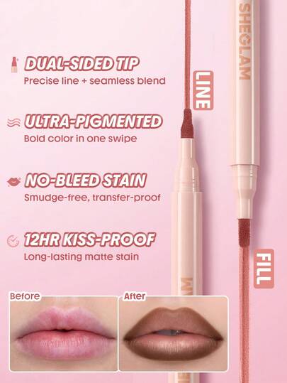 SHEGLAM True Stain Liquid Lip Liner-505 But First,Coffee Long Lasting Lipstick Smooth Matte Tint Brand Beauty Cosmetic Makeup For Women And Girls