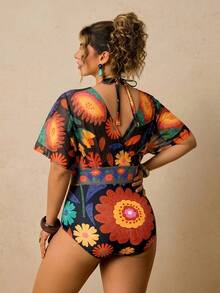 Travachic Plus Size Women Floral Print 2 In 1 Swimsuit Bathing Suits For Women - Multicolor - View 2