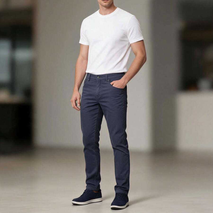 Pantalon Gabardina Para Hombre - Azul Marino - Ver 1