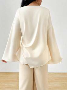 INAWLY Ladies Elegant Office & Casual Middle East Style Blouse Fall Cloth For Women - Apricot - View 2