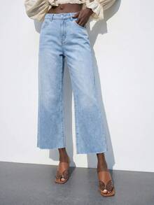 Maija Quần jeans lửng ống đứng màu xanh dương dành cho nữ - Màu xanh lam - Xem 1