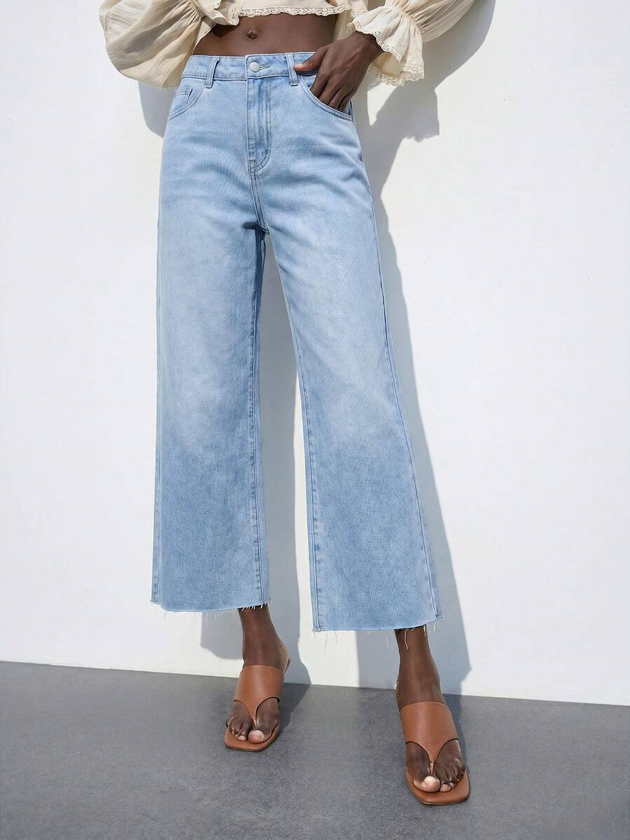 Maija Quần jeans lửng ống đứng màu xanh dương dành cho nữ - Màu xanh lam - Xem 1