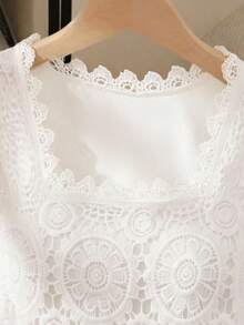 GlowEve CURVE Plus Size Women Lace Square Neck Elegant Camisole - White - View 4