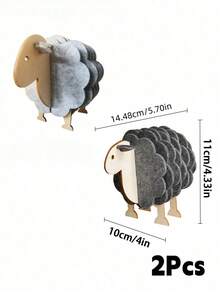 Zazumi 2Pcs/3Pcs Sheep Shaped Heat Insulation Coaster Set, Non-Slip Non-Woven Fabric With Cute Animal Design, Heat-Resistant & Scratch-Proof For Cups & Pots, Ideal For Kitchen, Dining Table & Bar - Multicolor - View 18