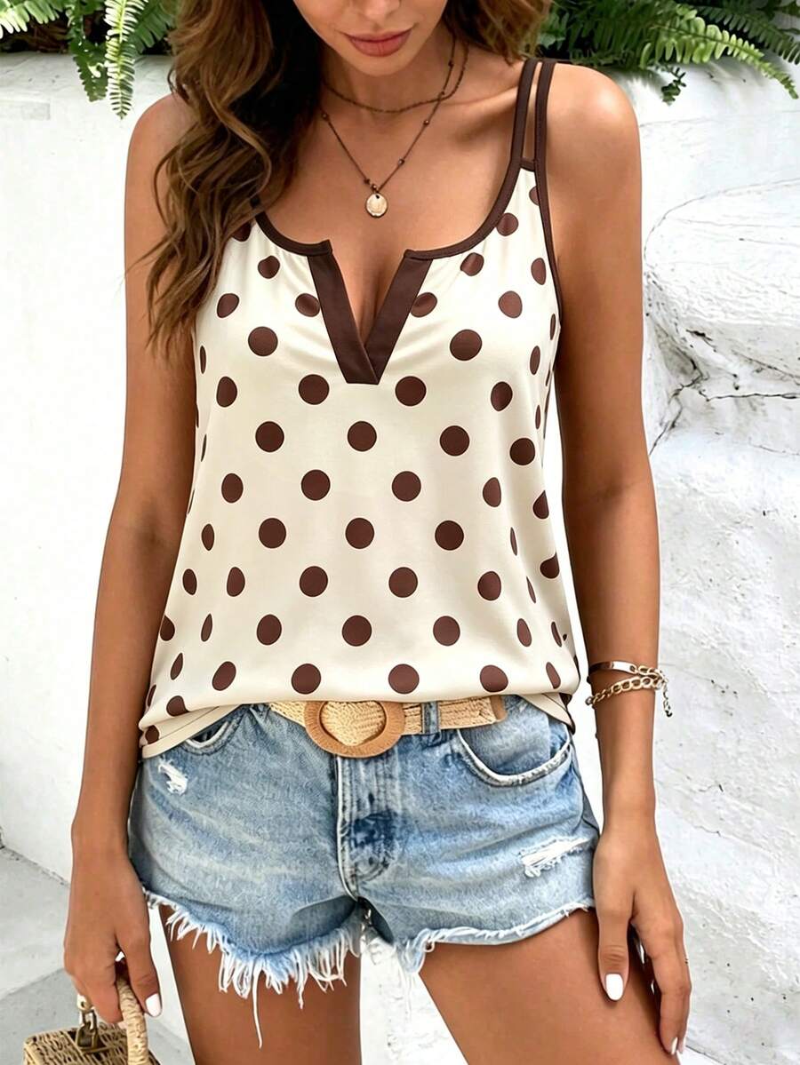 EMERY ROSE Atasan Camisole Kasual Wanita Ukuran Besar Motif Polkadot Serbaguna untuk Pemakaian Sehari-hari - MultiWarna - View 1