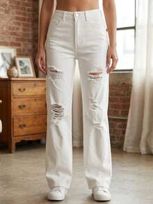 Jeans de mezclilla para mujer - Blanco - Ver 3