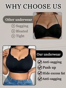 SHEIN Plus Size Seamless Supportive & Lifting Bra - Black - View 4