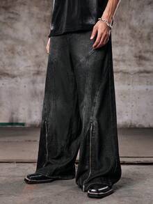 Skyrend Men's Simple Fashion Casual Everyday Wear Denim Jeans Street Hang Out Going Out, Grungeemo - Black - View 5