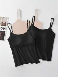 GlowEve 3pcs Anti-Flashing Camisole Set With Built-In Padded Bra, Comfortable - Multicolor - View 7