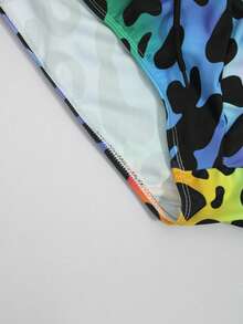 ZELFYO Men's Ombre Leopard Print Swim Briefs, Holiday - Blue - View 6