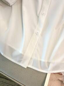 GlowEve CURVE Plus Size Women's French Elegant Intellectual Commuting Style Floral Lace Trim Solid Color Blouse, Suitable For Workplace Commute, Casual Daily Wear - White - View 3