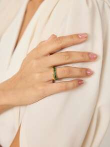 MOTF PREMIUM ANILLO BAÑADO EN ORO DE 18K - Verde - Ver 5