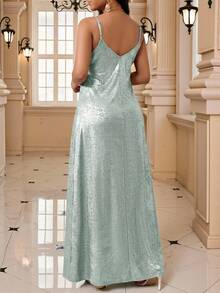 Fleurora Plus Size Solid Color Elegant Backless Camisole Dress, Suitable For Summer Festival Outfits Women Dresses Outfit Party Wedding Guest Clothes - Mint Green - View 2