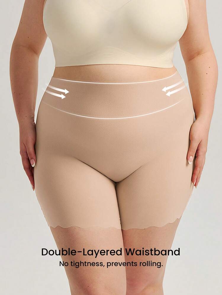 Plus 2-Pack Smoothing No Show Quick Dry High-Waist Boyshorts Women Underwear Breathable Panties Set