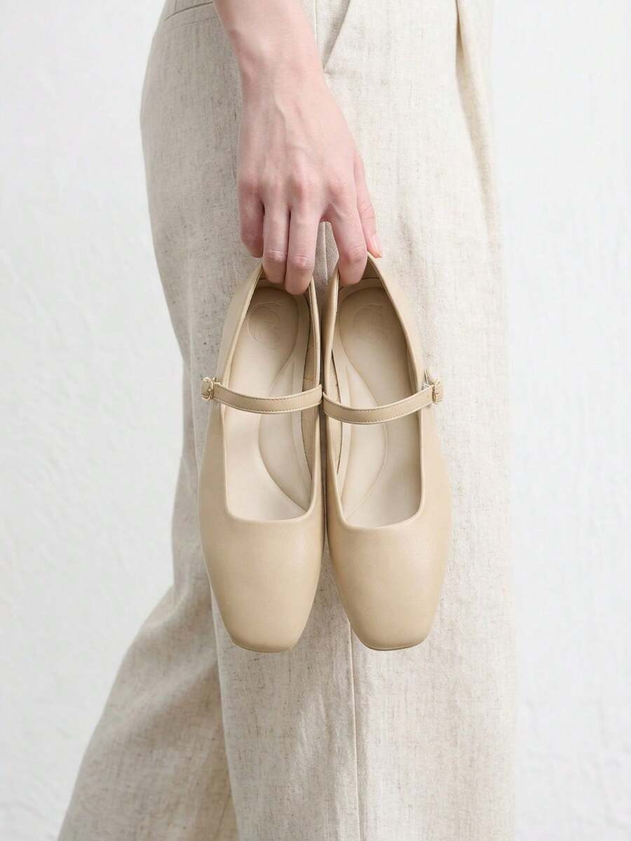 CUCCOO BIZCHIC Solid Color Fashionable Comfortable Casual Flat Shoes, Suitable For Daily Commute Spring Shoes - Apricot - View 1