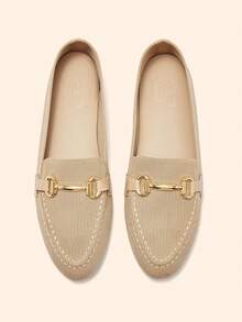 CUCCOO BASICS Women's Metal Decor Daily Commute Fashion Flat Shoes - Apricot - View 2