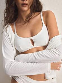 Ocili 100% Cotton Front Closure Minimalist Quality Comfortable Soft Cotton Front Closure Women's Bra - White - View 2