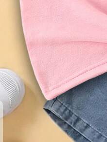 Girls' Casual Butterfly Print Basic Tee, Comfortable Daily Wear, Suitable For Spring, Summer And Autumn - Pink - View 5