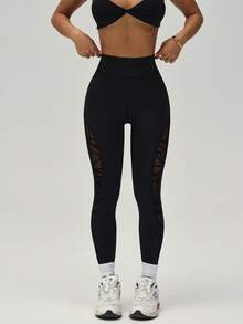SHEIN Sports Quần legging bó sát, đa năng, thoải mái dành cho nữ. - màu đen - Xem 3