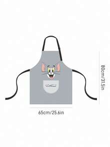 TOM & JERRY X SHEIN 1 件可爱猫咪图案围裙，男女皆宜，适用于烘焙、厨房活动、清洁，亦可作为礼物赠送。 - 灰 - 查看 3