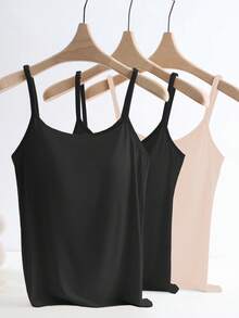 GlowEve 3pcs Anti-Flashing Camisole Set With Built-In Padded Bra, Comfortable - Multicolor - View 5