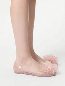 ROMWE Kawaii Women's Summer Flat Flower Sandals, Beach Travel Vacation Jelly Shoes, Crystal Plastic Beach Slippers, Open Toe Slip-On - Pink - View 2