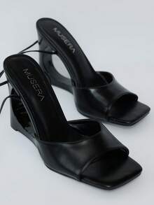 MUSERA Sandal thời trang nữ, giày đế xuồng dự tiệc, giày đi du lịch mùa hè, thanh lịch và đa năng, công sở và dạo phố, giày thời trang mùa xuân, nghỉ xuân, lễ Phục sinh, giày Giáng sinh - màu đen - Xem 4