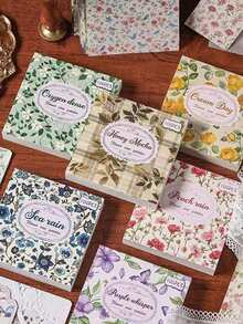 1 Book/100pcs Classic Floral Pattern Paper, 6 Styles, 100 Unique Patterns Options, Suitable For Scrapbook, Journal, Decoration, Memo, Origami, Stationery, Back To School Supplies, A Perfect Small Gift For Back To School - multicolor - View 5