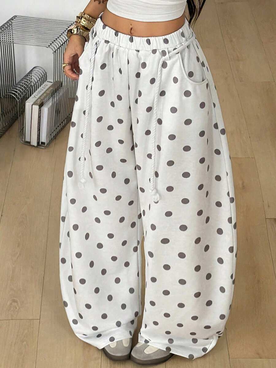 Coolane 女款秋冬街頭風返校學院風休閒保暖舒適法式灰色彈性腰帶圓弧下擺長褲 - 淺灰色 - 查看 1