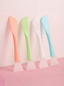Soft Silicone Facial Mask Brush With Spatula Head 2 In 1 DIY Mud Mask Applicator Tool For Skincare Beauty Routine Home Spa Face Care Makeup Tool Washable Reusable Beauty Accessory - Multicolor - View 2