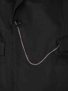 Manfinity Mode Setelan Jas dan Celana Pria Elegan untuk Bisnis, Warna Hitam Formal, Cocok untuk Gaya Klasik, Santai Sehari-hari, Hadiah Pesta, Liburan - Hitam - View 5