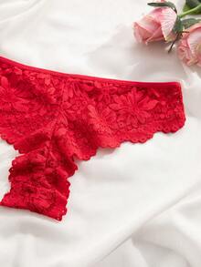 Snug Zone 3件組女款蕾絲飾邊比基尼內褲，優雅舒適內衣 - 彩色 - 查看 8