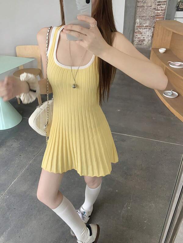 DAZY Đầm ngắn thể thao dáng suông phối màu, thắt eo, thích hợp cho nữ, mùa hè.