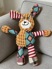Durable Elephant Plush Dog Toy With Squeaker & Crinkle, Teeth Cleaning Chew Toy For Anxiety Relief, Tough Interactive Puppy Toy With Reinforced Stitching (No Battery) - Multicolor - View 6