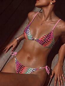 Swim Vcay Women's 2 Pieces Swimwear Set, Sexy Vacation Elegant Romantic Spaghetti Strap Ladies Beach Golf Wear, Spring/Summer White - Multicolor - View 1