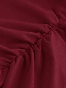 SHEIN Girlism Teen Girl/Teen Girls' Solid Color Ruched Casual Halter Neck Camisole - Burgundy - View 5