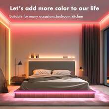 أضواء LED لاسلكية مع جهاز تحكم عن بعد، تحكم عبر التطبيق، إضاءة RGB ديكورية لأجواء غرفة المعيشة مع سلسلة ضوئية مرنة، مناسبة للتلفزيون وغرفة النوم والغرفة وحفلات العطلات والديكور الداخلي وغرفة المعيشة - RGB - مشاهدة 9