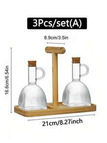 1/3pcs 350ml Glass Oil Bottle Jar With Lid And Handle, Transparent Cooking Olive Oil Container, Kitchen Seasoning Rack - View 7