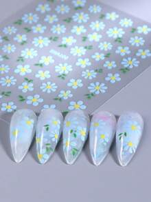 3pcs/Set Spring Daisy Flower Nail Stickers, 3D White, Blue, Pink Daisy Pattern, Spring Easter DIY Nail Art Decals, Women Nail Accessories Nails - Multicolor - View 4