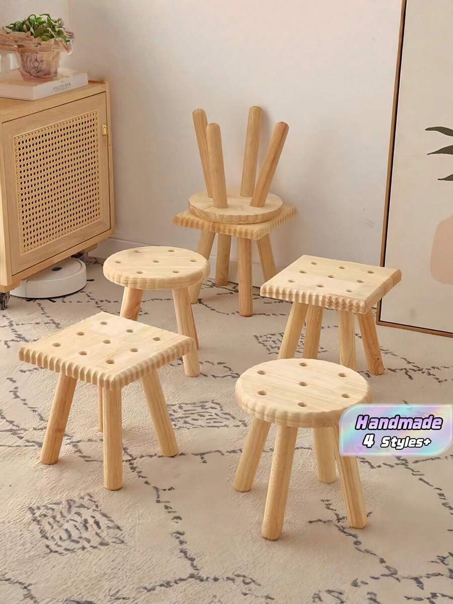 1pc Handmade Small Cookie Wooden Chair Multifunctional Stool For Bedroom Playroom Eating Reading Shoe Changing Christmas Stocking Fillers Holiday Gift Ideas Must Haves