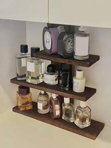 1 pieza Estantería de perfume de madera retro, estante de exhibición de cosméticos de madera maciza vintage de varias capas - Marrón - Ver 2