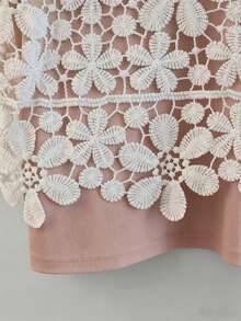 Franclia Plus Size Women 2 In 1 Applique Contrast Color Round Neck Short Sleeve T-Shirt - Pink - View 4