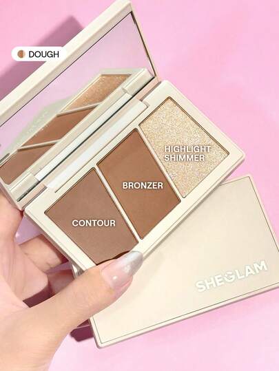 SHEGLAM Trio Hero Face Palette-Dough Contour Dual-Use Multi-Use Sculpt Powder Brand Beauty Makeup Face Paint Cosmetic For Women Girls Perfect For Spring Summer Ideal For Y2K Fancy Fashion Suitable For Birthday Mother'S Day Gift Rave Festival Party Ready Best Color