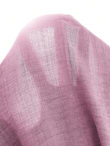 SHEIN 1 bộ áo sát nách và quần cho bé gái, thiết kế cổ yếm hở lưng thời trang đa năng, chất liệu vải dệt, áo ôm + quần ống đứng thoải mái, phù hợp mặc ngoài trời, mùa hè - Hồng - Xem 3