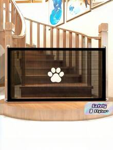 Expandable Pet Gate With PVC Mesh – No-Step Design, Easy Installation, Indoor/Outdoor Dog Cat Barrier, Ideal For Stairs Safety - Black - View 1