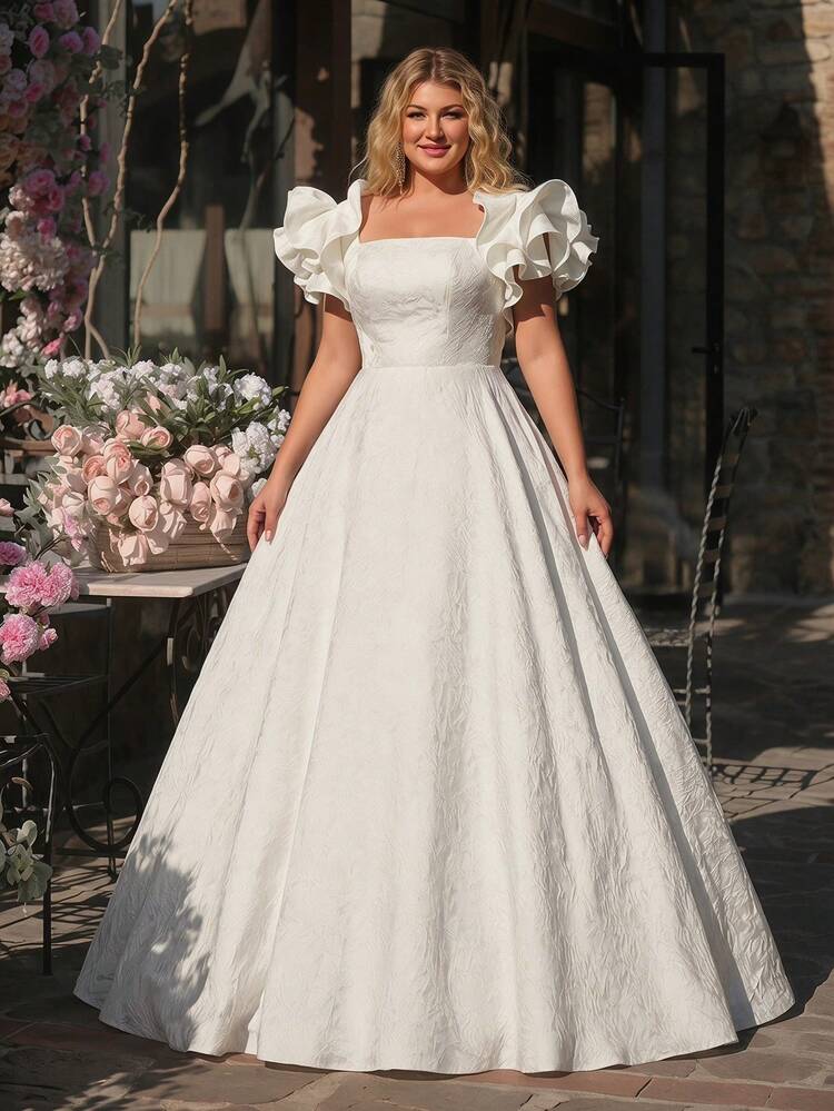 plus size white satin dress Off-White Plus-Size Prom with Corset Off / 24 Adjustable straps Plus Size Satin Wedding Dress